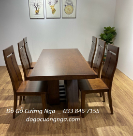 Bàn ăn gỗ sôi nga mặt đá 6 ghế hiện đại BG 056