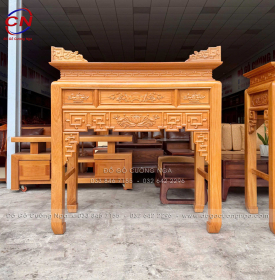 Bàn Thờ Án Gian Gỗ Gõ Đỏ 1m27 Thiết Kế Chạm Sen Trang Nghiêm, Cân Đối
