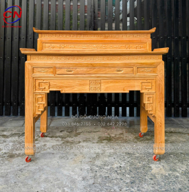 Bàn Thờ Gỗ Gõ Đỏ 2 Tầng Chạm Chữ Phúc 1m53 Bền Đẹp