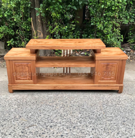 Kệ Tivi Gỗ Hương Xám 1m6 - Mẫu Mâm KG 023