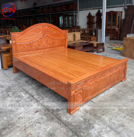 Giường Gỗ Đinh Hương Phản Liền Hoa Lá Tây Sang Kiểu Truyền Thống