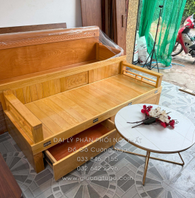 Giường Gấp Gỗ Sồi 2 Ngăn Kéo Kèm Bàn Đá Giá Rẻ