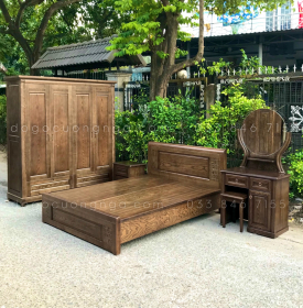 Combo phòng ngủ gỗ sồi - màu óc chó hiện đại 