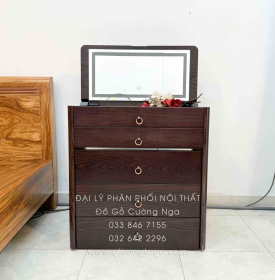 Bàn Trang Điểm Kết Hợp Bàn Làm Viêc Gỗ Sồi Lau Màu Óc Chó