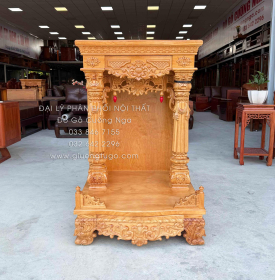 Bàn Thờ Ông Địa - Thần Tài Gỗ Gõ Đỏ Mẫu Tân Cổ Điển Cao Cấp