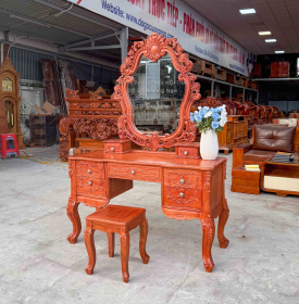 Bàn Trang Điểm Gỗ Hương Đá 1m2 Tân Cổ Điển Sang Trọng