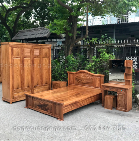 Bộ nội thất phòng ngủ gỗ hương xám - mẫu nữ hoàng