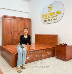 Combo Phòng Ngủ Gỗ Hương Đá 3 Chi Tiết Tối Giản Đẹp Mắt