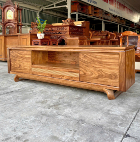 Kệ Tivi Gỗ Hương Xám Chân Xoắn Hiện Đại 
