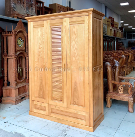 Tủ Áo Gỗ Sồi Nga 3 Cánh 2 Buồng Hiện Đại 