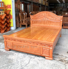 Giường gỗ đinh hương vạt phản - mẫu hoa lá tây 