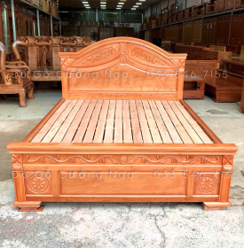 Giường gỗ đinh hương vạt lan - mẫu hoa lá tây 
