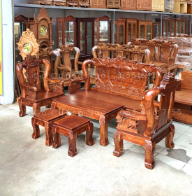 Bộ bàn ghế salon gỗ tràm tay 12 chạm bát tiên 