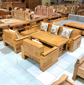 Bộ Ghế Sofa Gỗ Gõ Đỏ Đối Tay Trứng Cao Cấp 