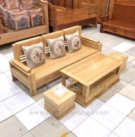 Bộ Ghế Sofa Một Văng 2m - Gỗ Sồi Nga Màu Tự Nhiên 