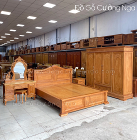 Bộ combo phòng ngủ gỗ gõ đỏ - hiện đại 