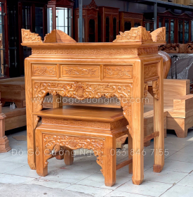 Bàn thờ gia tiên án gian gỗ gõ đỏ 1m27 mẫu như ý BT 02
