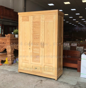 Tủ quần áo gỗ sồi nga 3 cánh lá sách 
