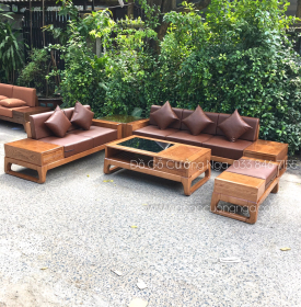 Bộ Bàn Ghế Sofa Hai Văng Gỗ Sồi Nga Hiện Đại - Kèm Nệm 