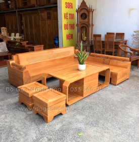 Bộ Bàn Ghế Sofa Gỗ Gõ Đỏ Mẫu Kim Cương 2m4 X 2m