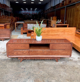 Kệ tivi gỗ sồi nga lau màu óc chó 5 ngăn kéo KG 032