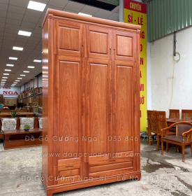 Tủ quần áo gỗ xoan đào 3 cánh 1m6 - 2 tầng hiện đại 