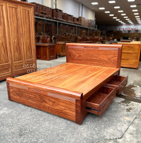 Giường Ngủ Gỗ Cẩm 2 Ngăn Kéo Hiện Đại - Vạt Phản Liền