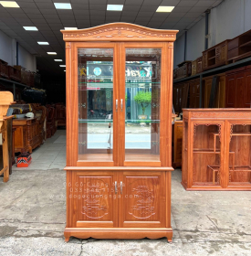 Tủ rượu vuông gỗ Xoan Đào - 1m phào cong TG 07