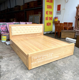 Giường ngủ gỗ sồi nga kiểu nhật bọc nệm - vạt phản 
