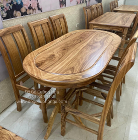 Bộ bàn ăn 6 ghế gỗ Hương Xám - mẫu ovan đẹp chất lượng 