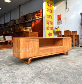 Kệ tivi gỗ gõ đỏ hiện đại 2m - chân xoắn KG 02 