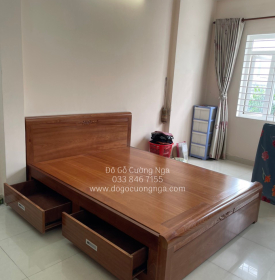 Giường ô kéo gỗ xoan đào phản liền cao cấp 