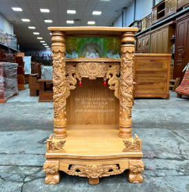 Bàn thờ thần tài gỗ gõ đỏ 60x98 - hộp đèn giá rẻ 