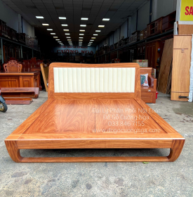 Giường Ngủ Gỗ Cẩm Kiểu Nhật Chân Quỳ - Đầu Bọc Nệm Đẹp Hiện Đại 