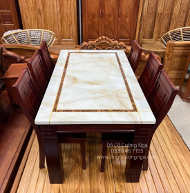Bộ Bàn Ăn Mặt Đá Cao Cấp 6 Ghế BAD 013