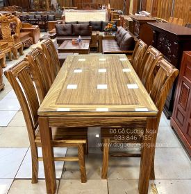 Bộ Bàn Ăn Gỗ Hương Xám 6 Ghế Đẹp Hiện Đại 