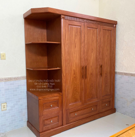 Tủ Áo Gỗ Hương Đá 3 Cánh Góc Trang Trí Bền Đẹp Hiện Đại 