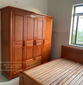 Tủ quần áo gỗ xoan đào 4 cánh giá rẻ 