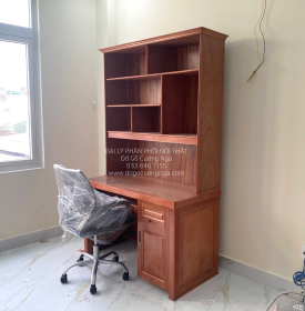 Bàn Ghế Học Sinh Gỗ Xoan Đào Cao Cấp 1m Kèm Kệ Sách BH 24.2