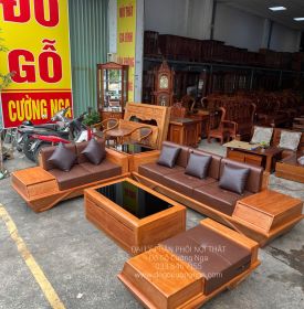 Sofa Gỗ Gõ Đỏ Cao Cấp 2 Văng Mẫu Thuyền