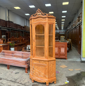 Tủ rượu gỗ gõ đỏ góc 60 cao cấp TG 011