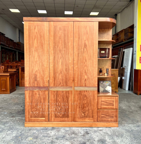 Tủ Quần Áo Gỗ Cẩm Vân 3 Cánh Góc Trang Trí CV 29.10