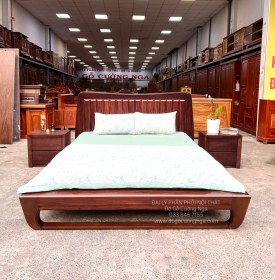 Giường Gỗ Cẩm Kiểu Nhật Màu Óc Chó Sang Trọng 