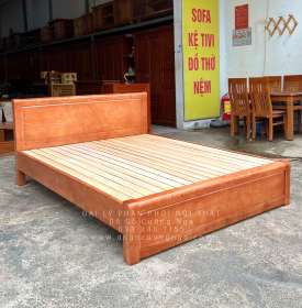 Giường Ngủ Gỗ Sồi Nga Giá Rẻ Vạt Lan 1m6 Mẫu Trơn 