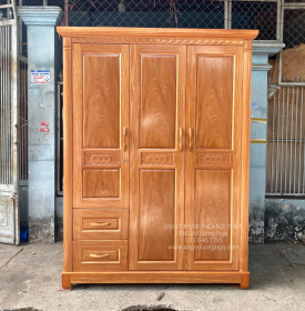 Tủ áo gỗ đinh hương lào 3 cánh 