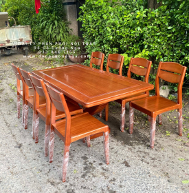 Bàn Ăn Gỗ Xoan Đào 8 Ghế Chân Thuyền BG 11-20