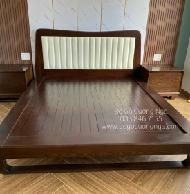 Giường Gỗ Sồi Nga Lau Màu Óc Cho Kiểu Nhật Chân Quỳ - Bọc Nệm 