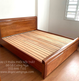 Giường gỗ xoan đào lào vạt lan - mẫu chỉ hoa đẹp