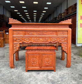 Bàn Thờ Gỗ Hương Đá Tự Nhiên Cao Cấp Kèm Tủ Táp 1m75 Trạm Sen 
