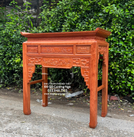 Bàn Thờ Gỗ Hương Đá Trạm Sen 1m27 Hiện Đại